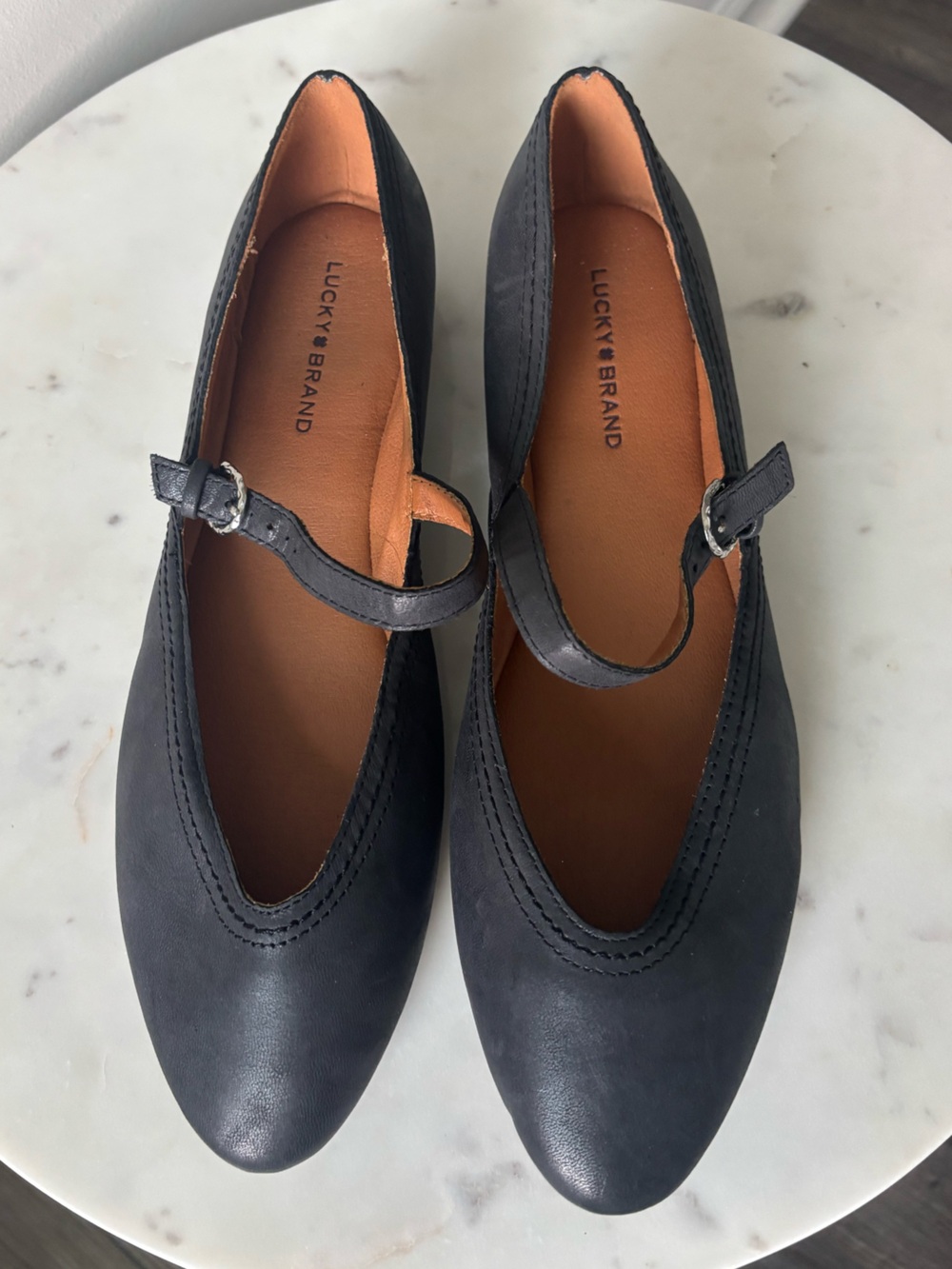 Lucky Brand Black Mary Jane Ballet Flats with Buckle Strap